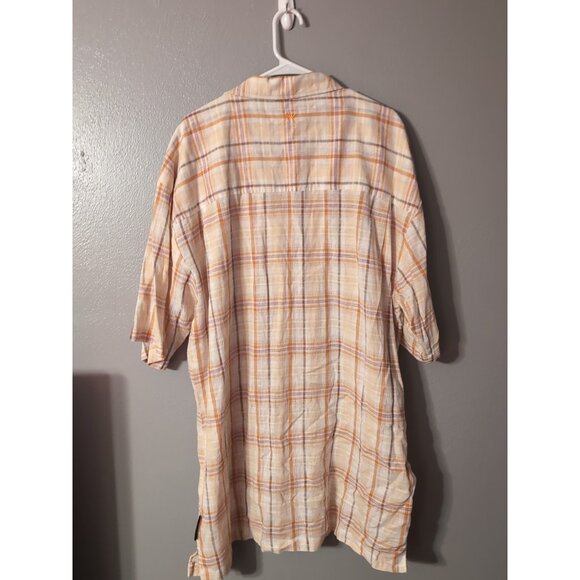 Steve Harvey Classic Men's Plaid Short Sleeve Button Up Size 5XL NWT 100% Linen - Picture 4 of 10